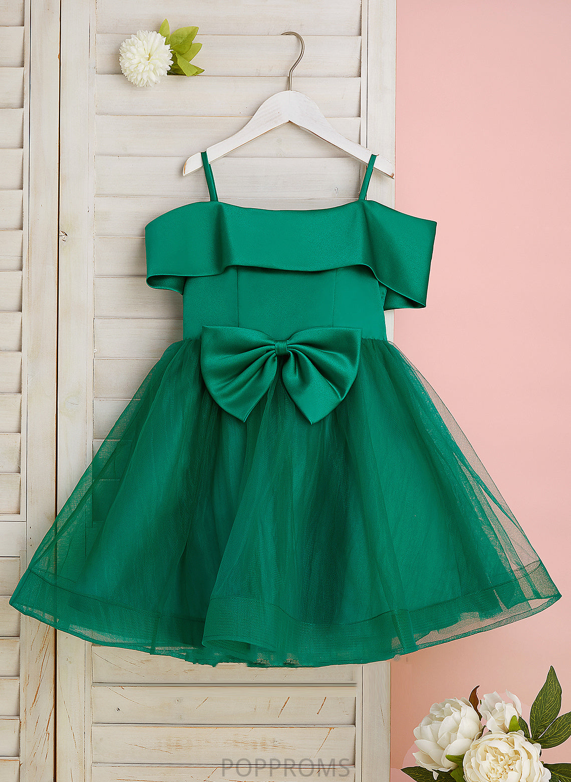 Flower Girl Dresses Bow(s) - Yoselin Flower With Girl Off-the-Shoulder Sleeveless Dress Knee-length Satin/Tulle A-Line