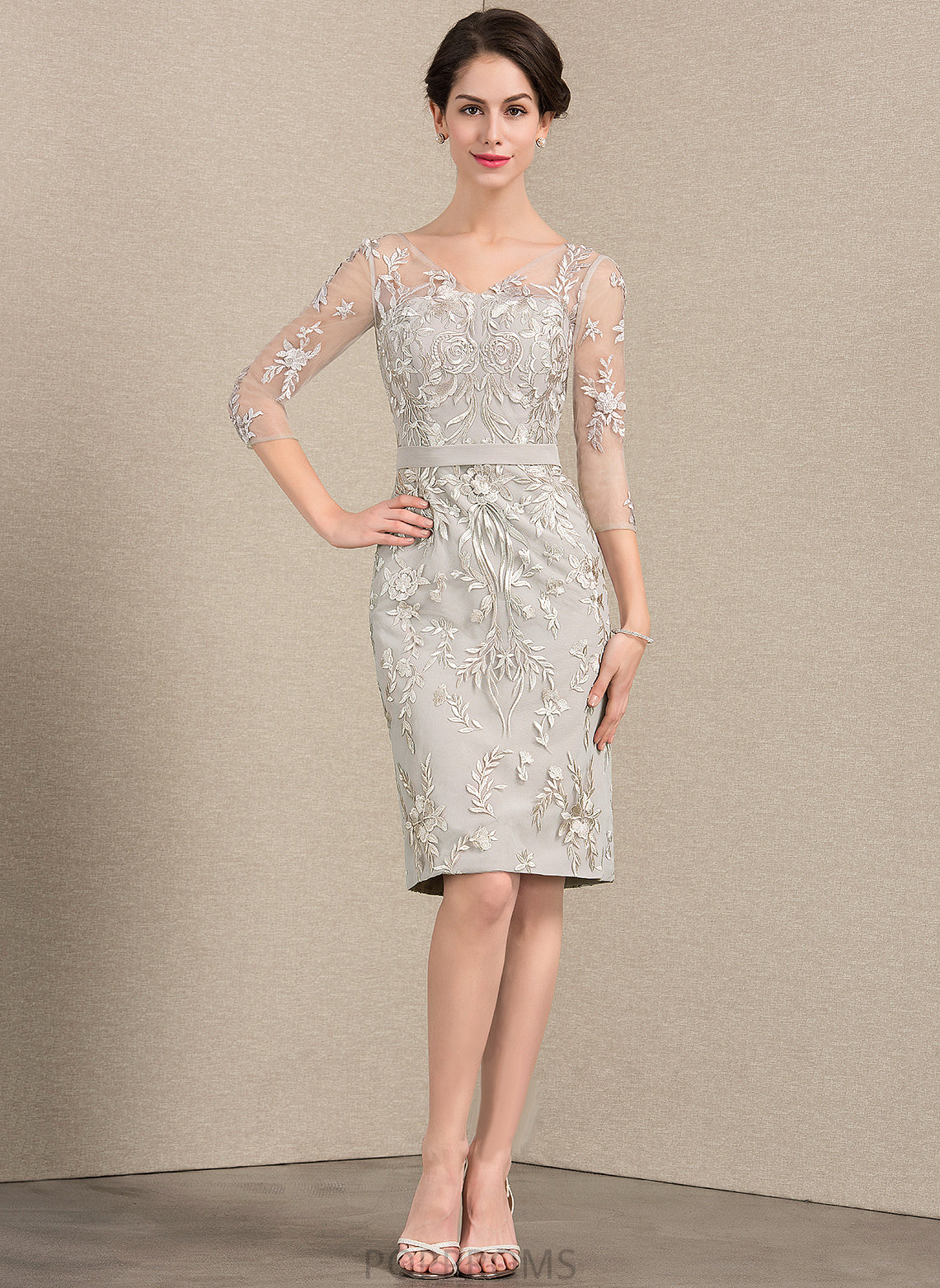 V-neck the Lace Jaylene Knee-Length Sheath/Column Mother Bride of Dress Mother of the Bride Dresses