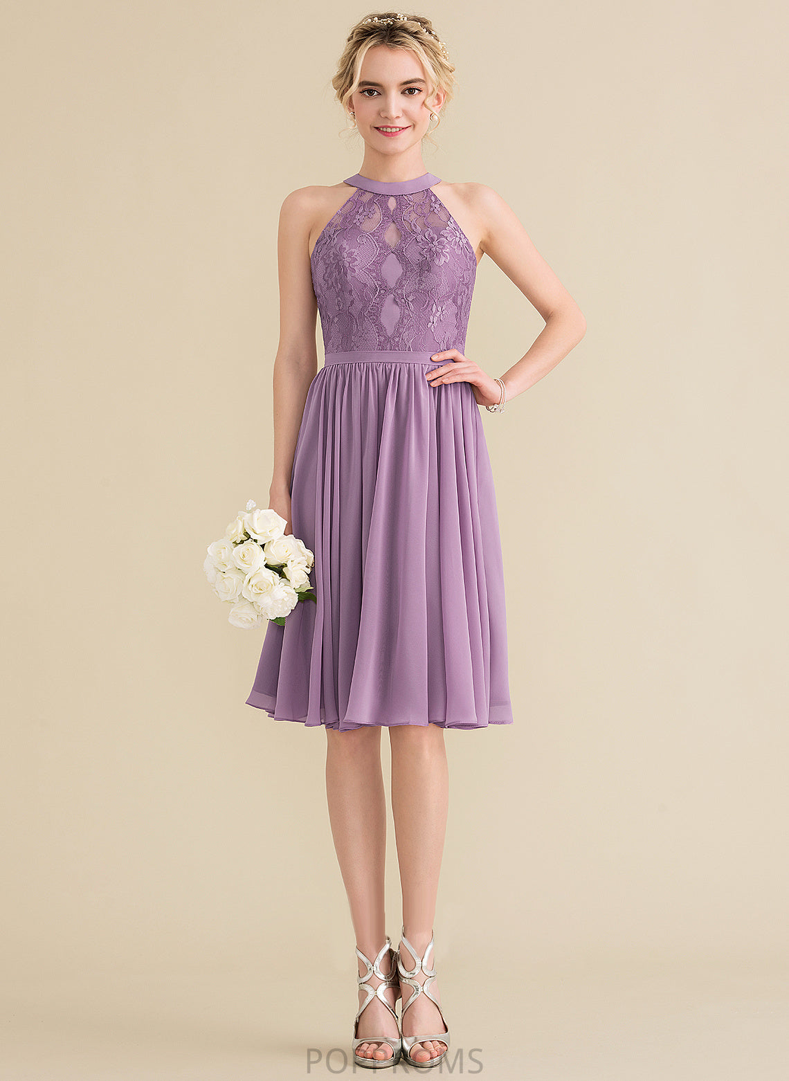 Dress Chiffon Lace Lace With Scoop Mercedes A-Line Homecoming Dresses Knee-Length Neck Homecoming