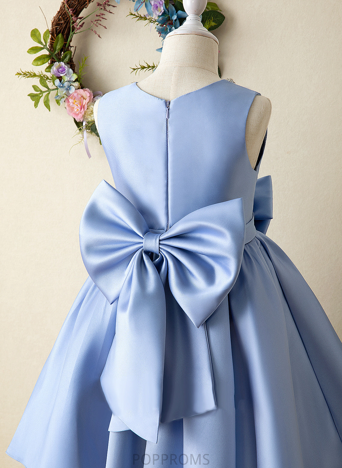 Bow(s) With Flower Girl Dresses Neck Ball-Gown/Princess - Satin Dress Knee-length Scoop Karly Sleeveless Girl Flower