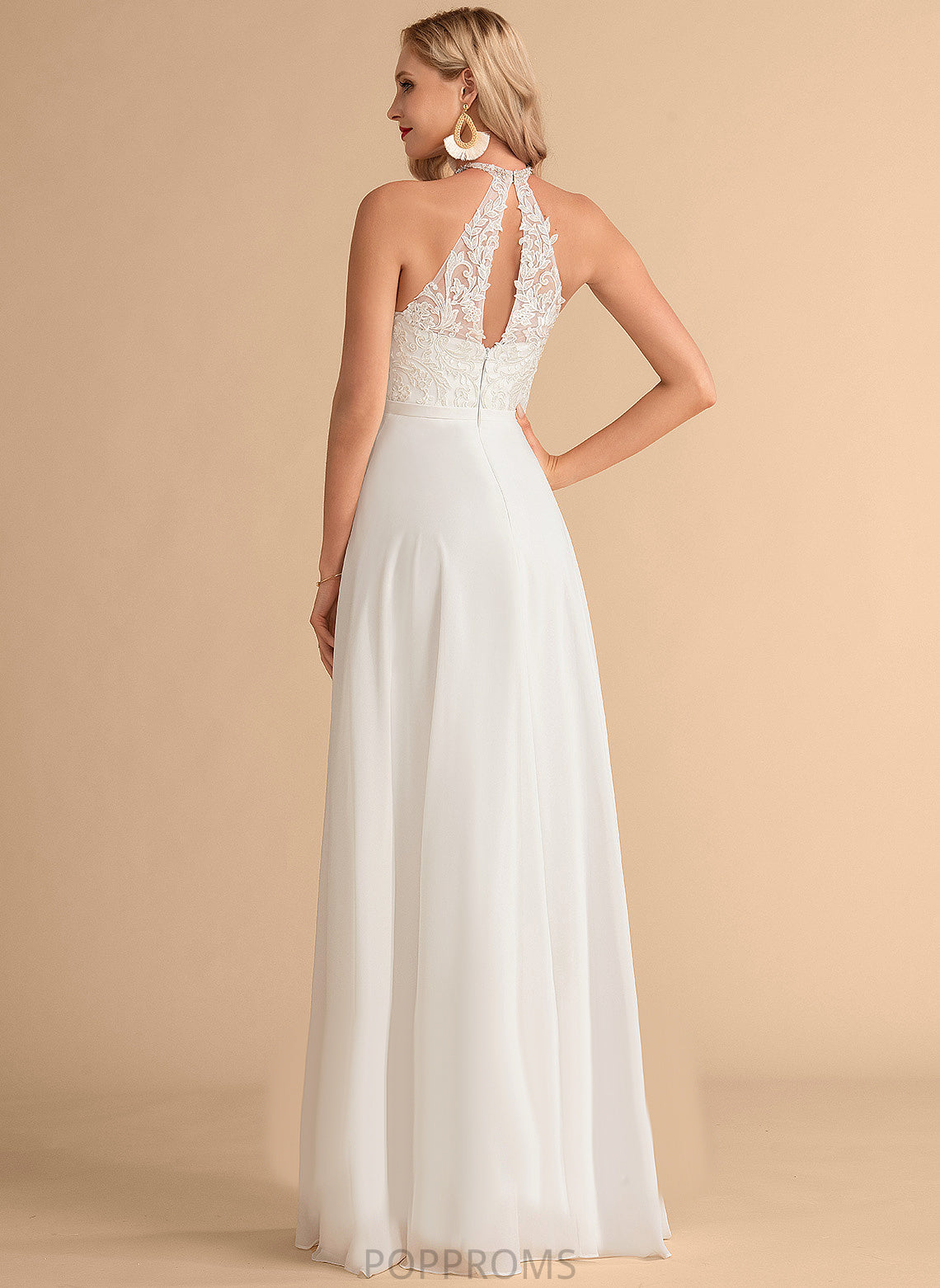 High A-Line Neck Chiffon Lace Floor-Length Isabell Wedding Dress Wedding Dresses