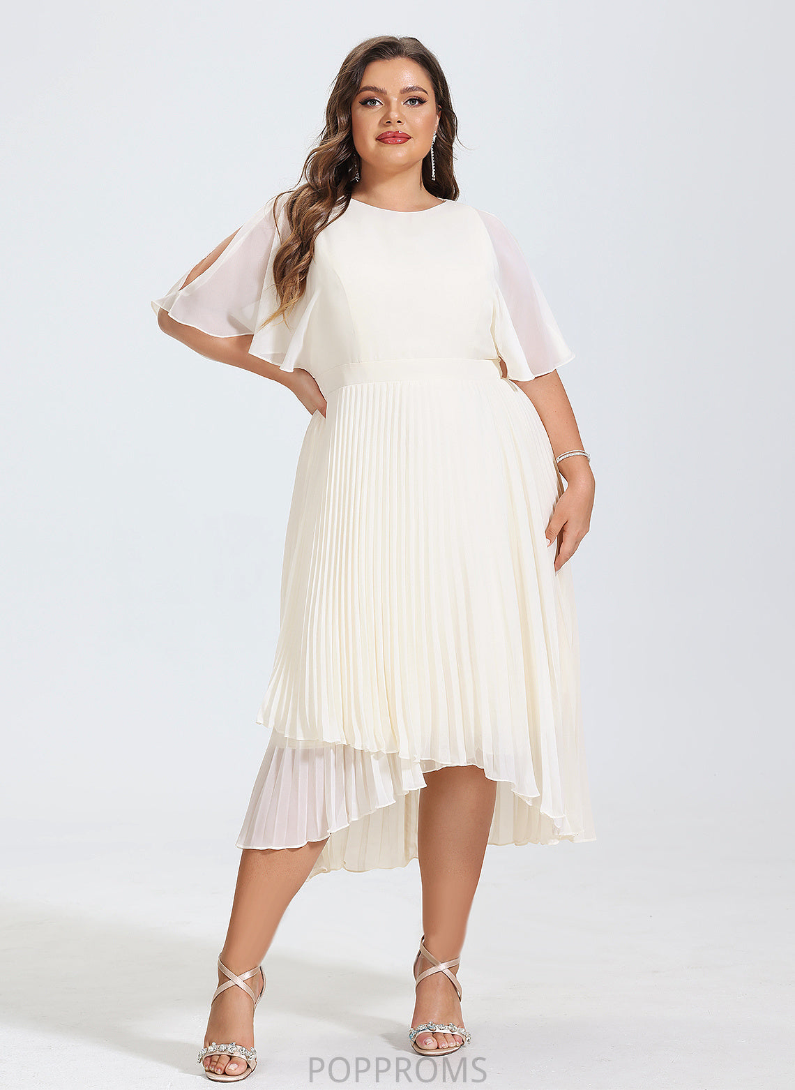 Dress A-Line Chiffon Madalynn Asymmetrical Scoop Cocktail Neck Cocktail Dresses Pleated With