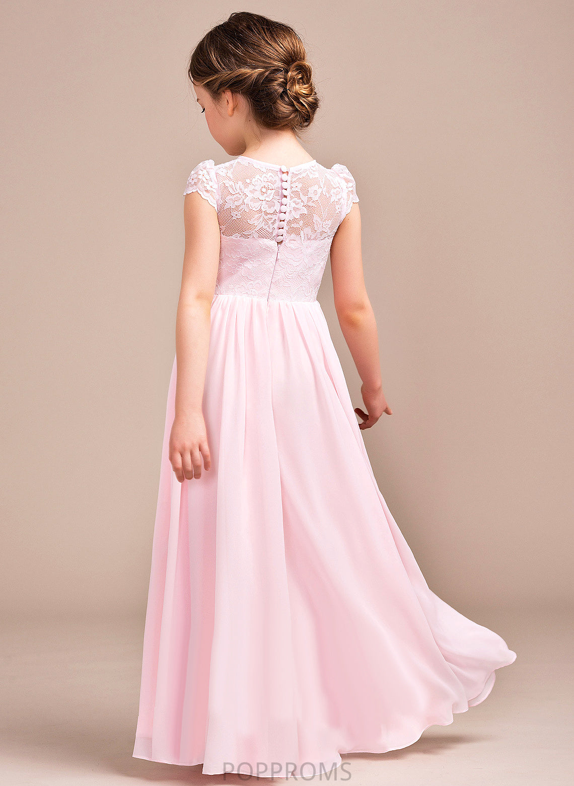 Flower Girl Dresses - Flower Marisol A-Line/Princess Girl Neck Chiffon/Lace Scoop Sleeveless Floor-length Dress