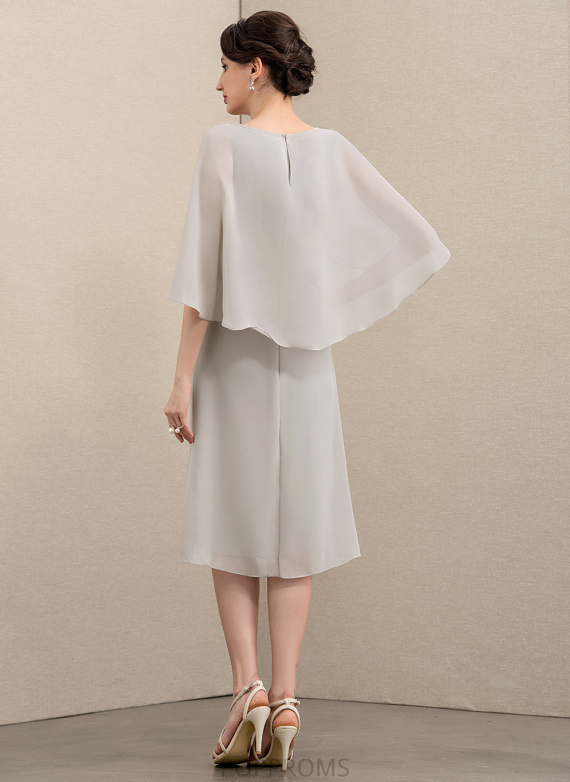 A-Line Alannah Knee-Length Bride Dress the Neck of Chiffon Mother of the Bride Dresses Mother Scoop