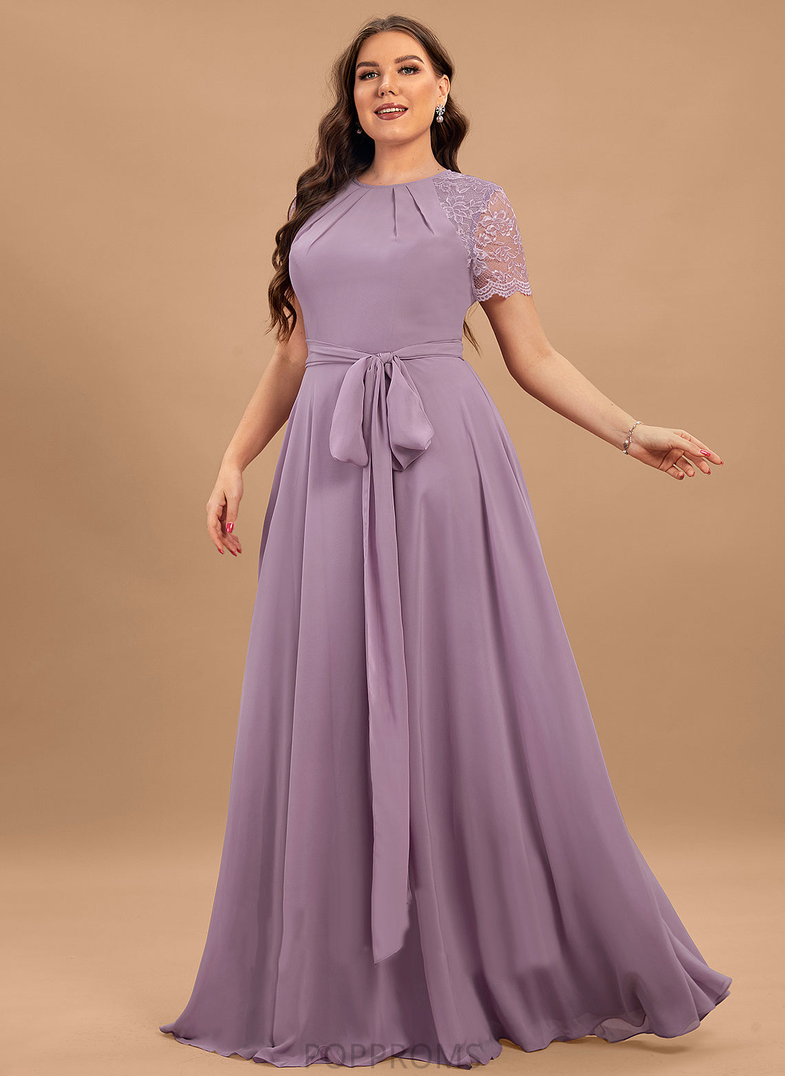 Length ScoopNeck A-Line Lace Fabric Silhouette Floor-Length Straps Neckline Kelsie Floor Length Natural Waist Bridesmaid Dresses