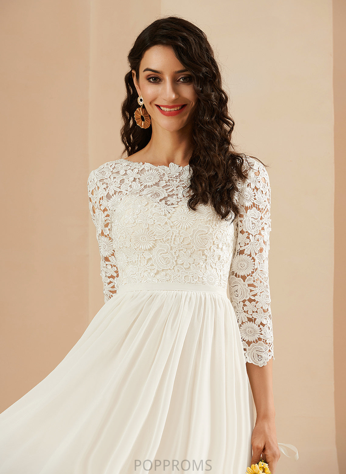 Train Dress Scoop Neck Sweep A-Line Chiffon Lace Wedding Dresses Jaelynn With Wedding