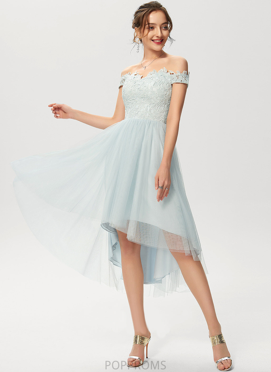 Cocktail Dresses Dress Lace Reina Cocktail Off-the-Shoulder A-Line Asymmetrical Tulle