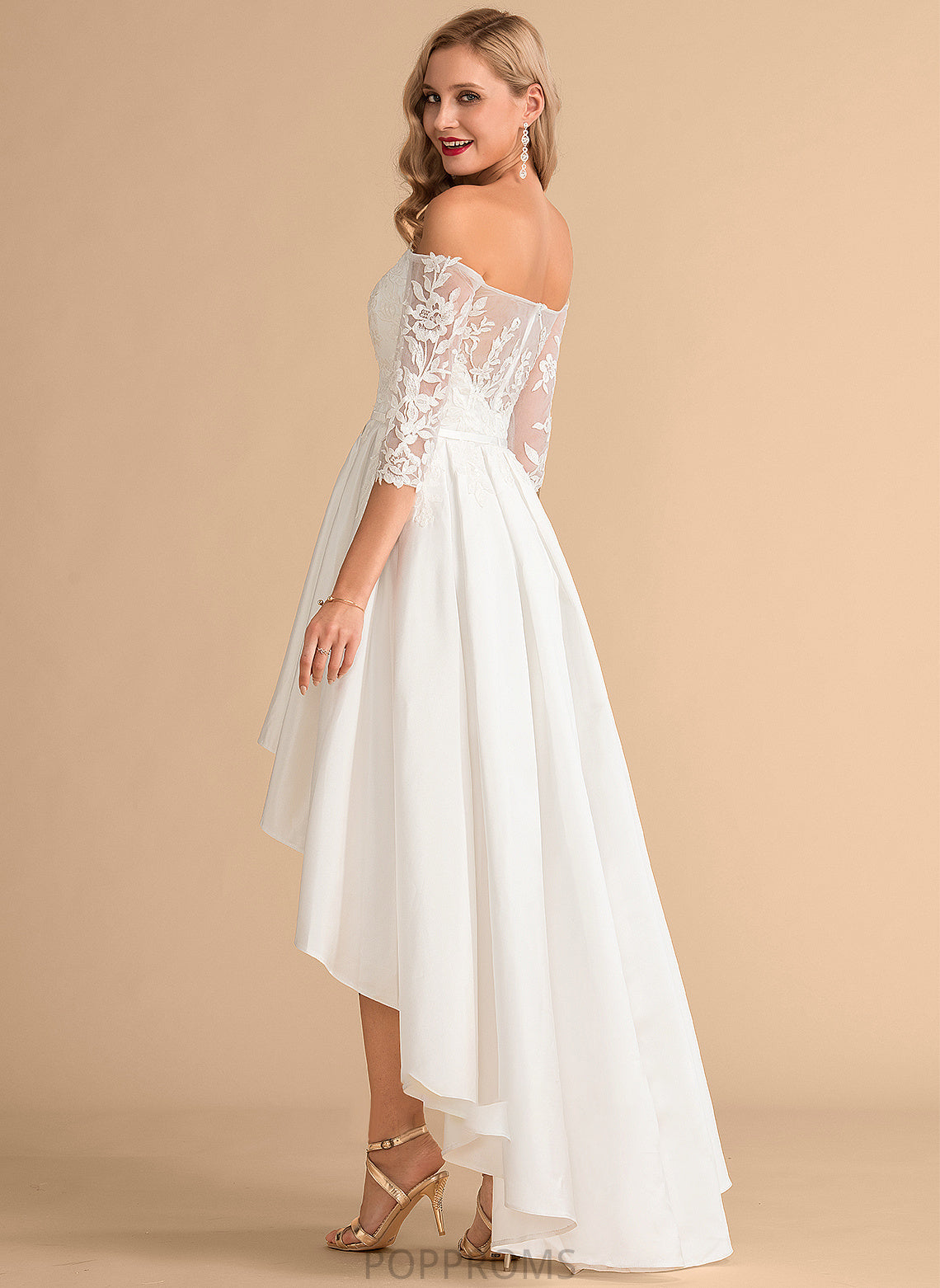 Asymmetrical Wedding Dress Satin Lace Wedding Dresses A-Line Vera