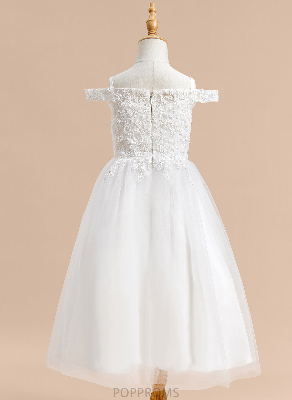 Dress Off-the-Shoulder Sleeveless Lace Tulle Flower Girl - Flower Girl Dresses Dania A-Line Tea-length With