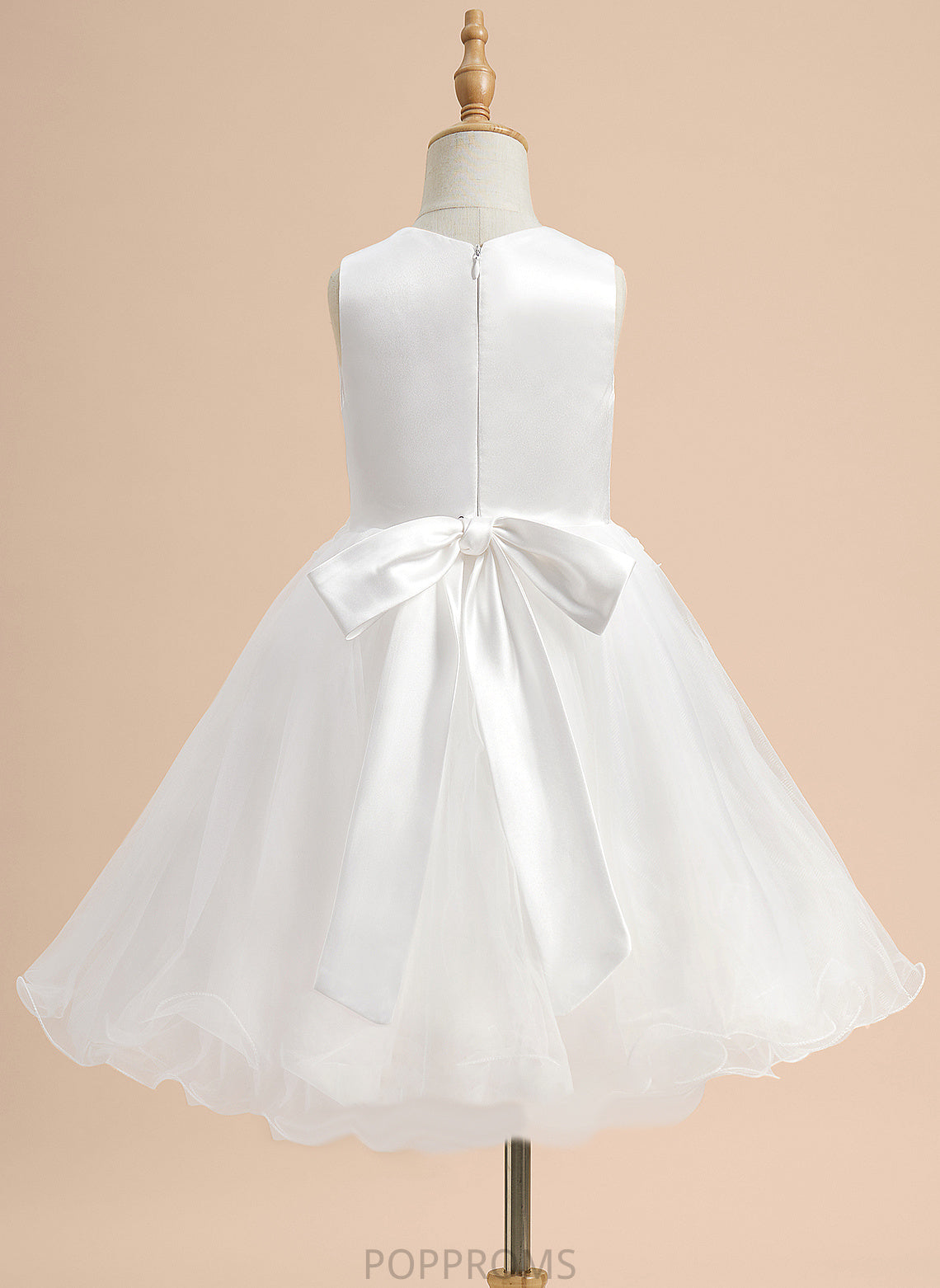 Sleeveless Girl Neck Dress Knee-length Satin/Tulle With Jenny Flower - Lace/Flower(s)/Bow(s) Flower Girl Dresses A-Line Scoop