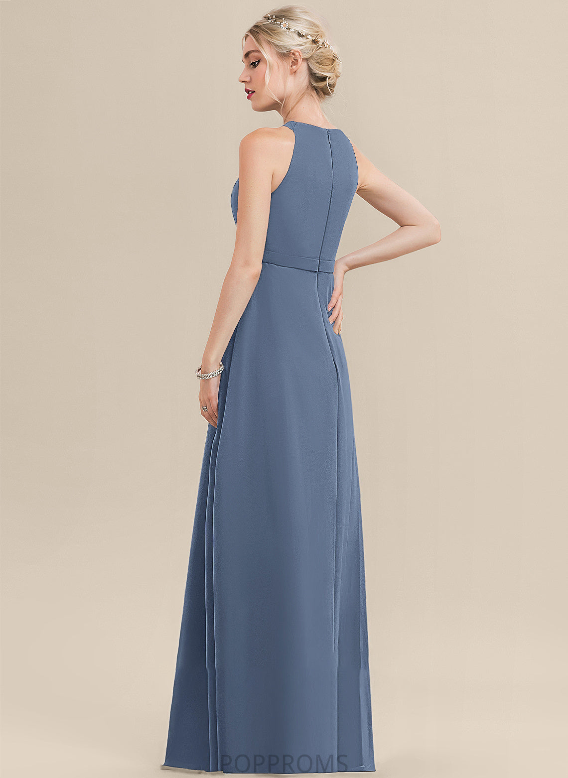 Length Fabric A-Line Silhouette Ruffle Embellishment Neckline ScoopNeck Floor-Length Hadassah Sleeveless Floor Length Bridesmaid Dresses