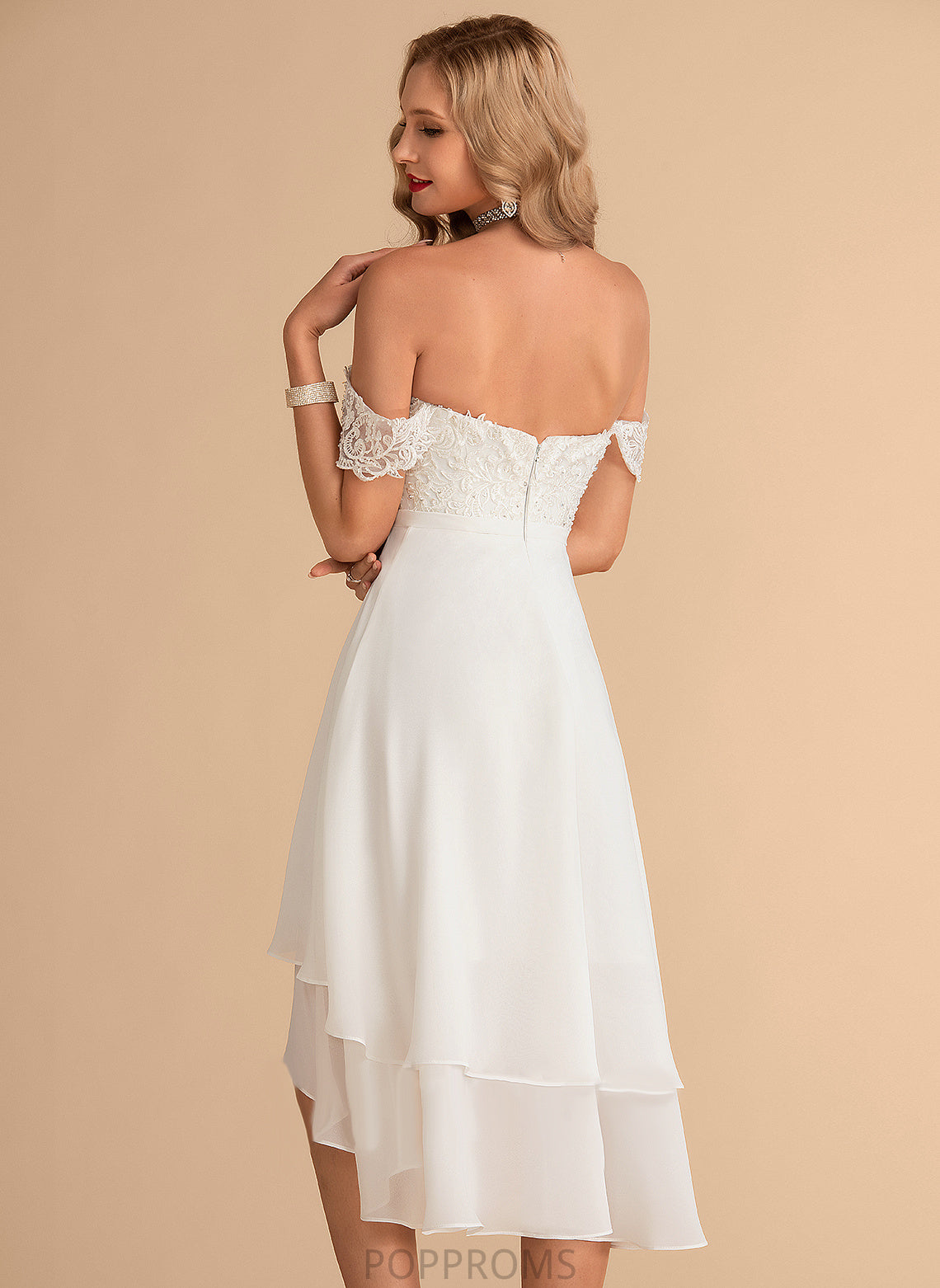 Lace Chiffon A-Line Off-the-Shoulder Dress With Wedding Kennedy Wedding Dresses Asymmetrical Sequins Beading