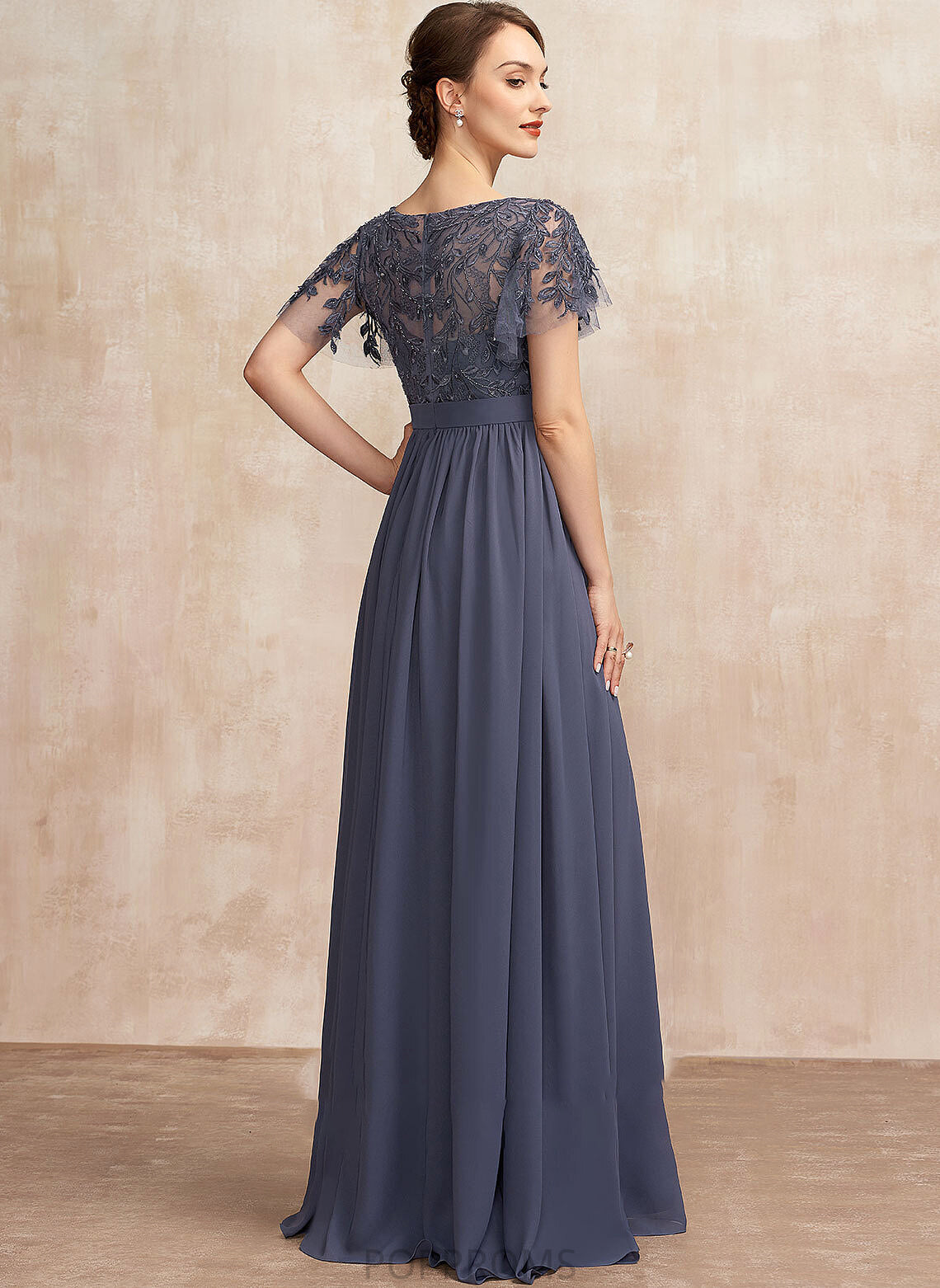 With Lace Chiffon the Bride Mother Sequins Mother of the Bride Dresses A-Line Scoop Luciana of Dress Neck Floor-Length