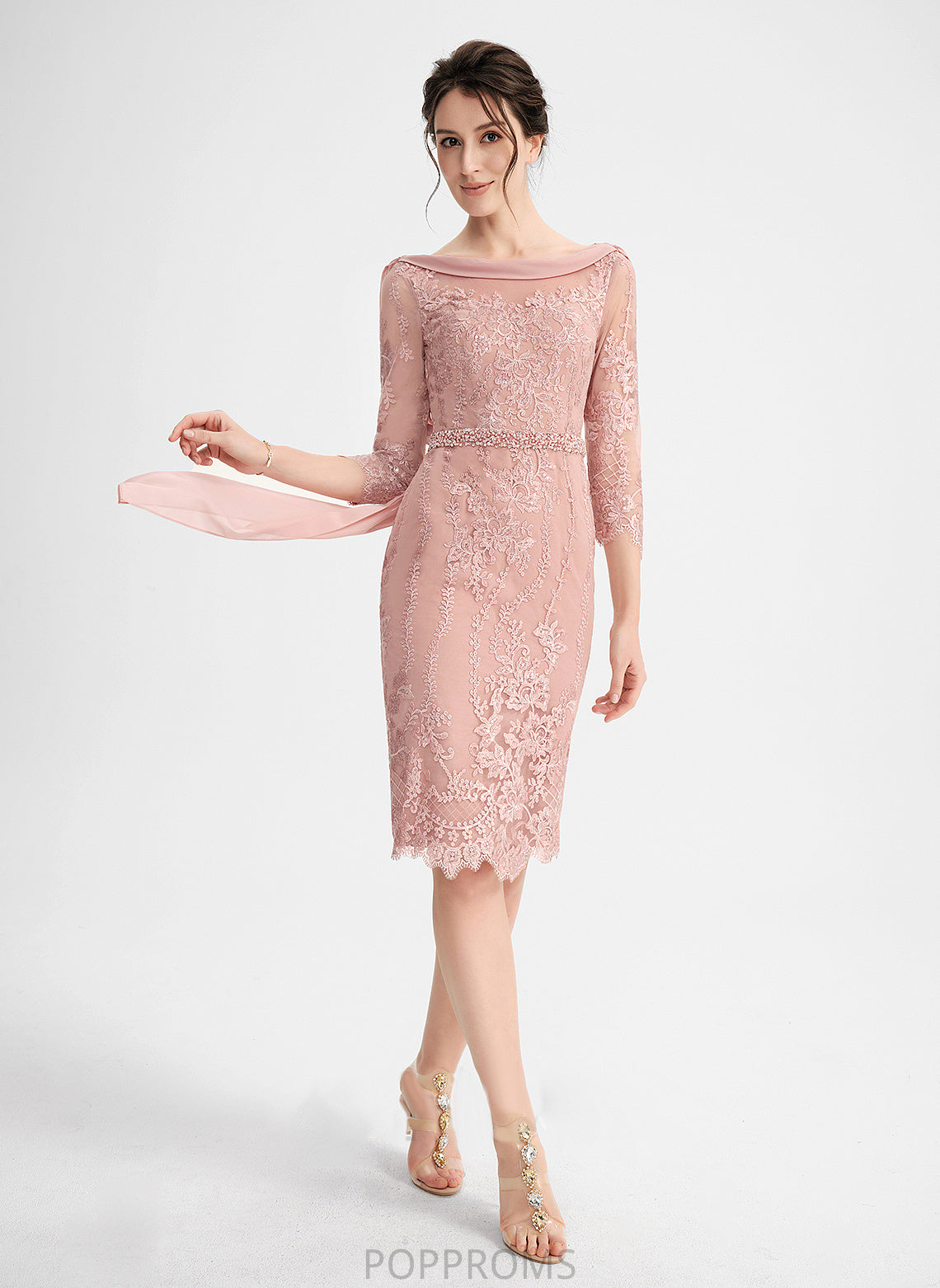 Neck Cocktail Sequins Dress Scoop Ally Sheath/Column Knee-Length Lace Beading Cocktail Dresses With