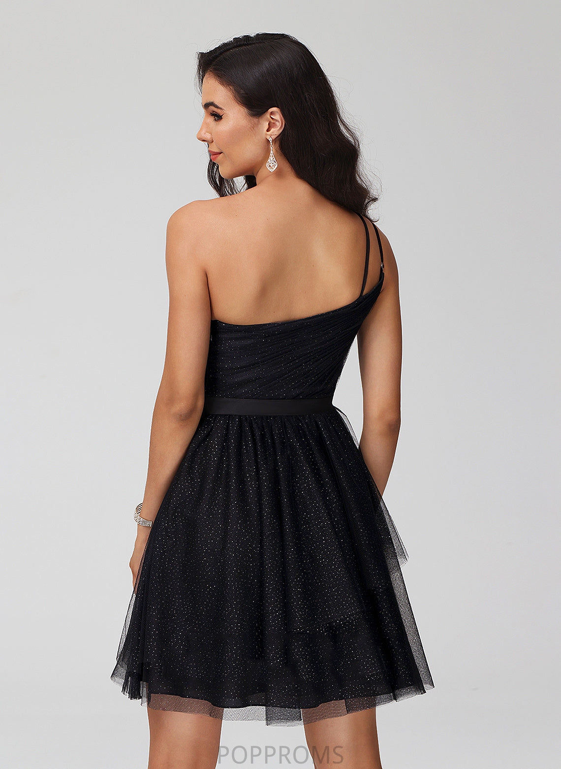 With Tulle Regina Sequins A-Line Dress One-Shoulder Short/Mini Beading Homecoming Dresses Homecoming