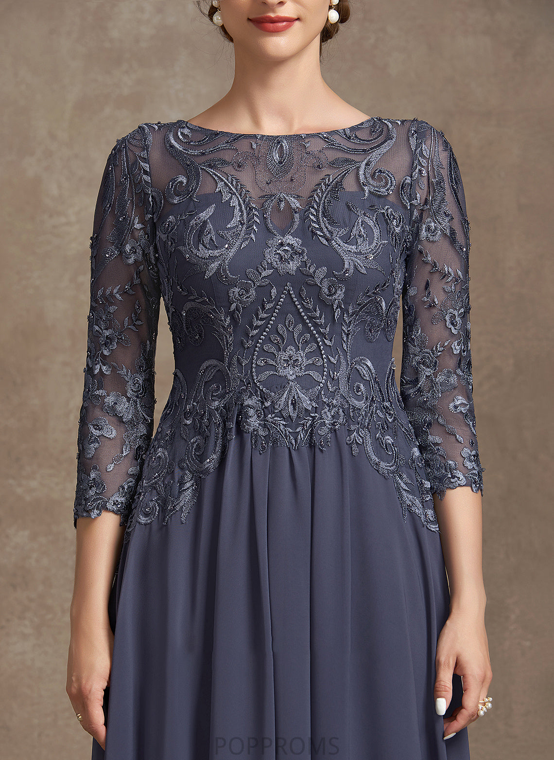 Neck Dress Mother of the Bride Dresses A-Line Floor-Length Chiffon Mother Lace the Amira of Scoop Bride