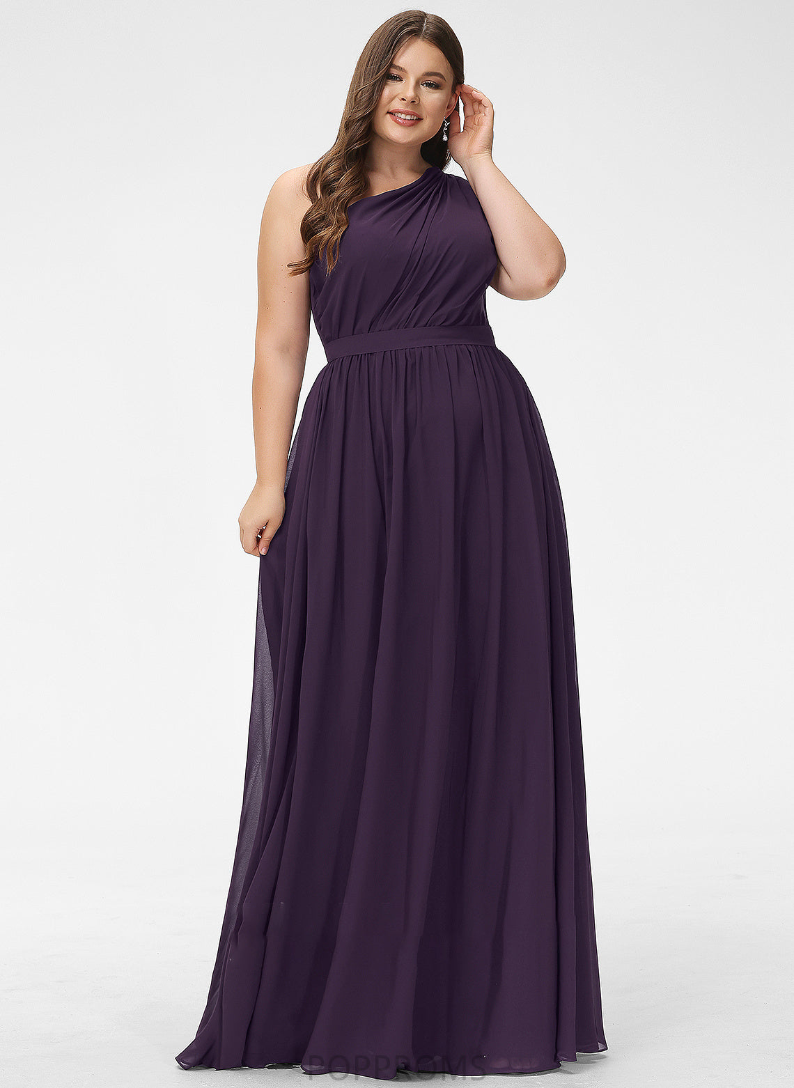 Ruffle A-Line Embellishment Silhouette One-Shoulder Floor-Length Neckline Length Fabric Philippa Spaghetti Staps A-Line/Princess Bridesmaid Dresses