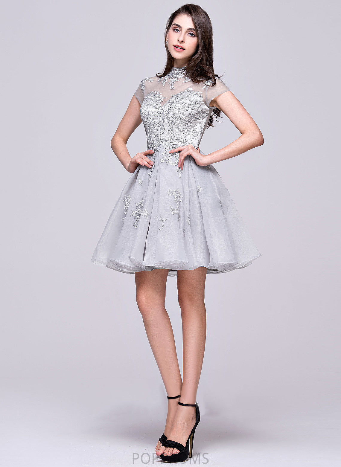 Homecoming Dresses Organza Lace With Dress Lace Short/Mini Appliques Neck A-Line Homecoming High Celia Tulle