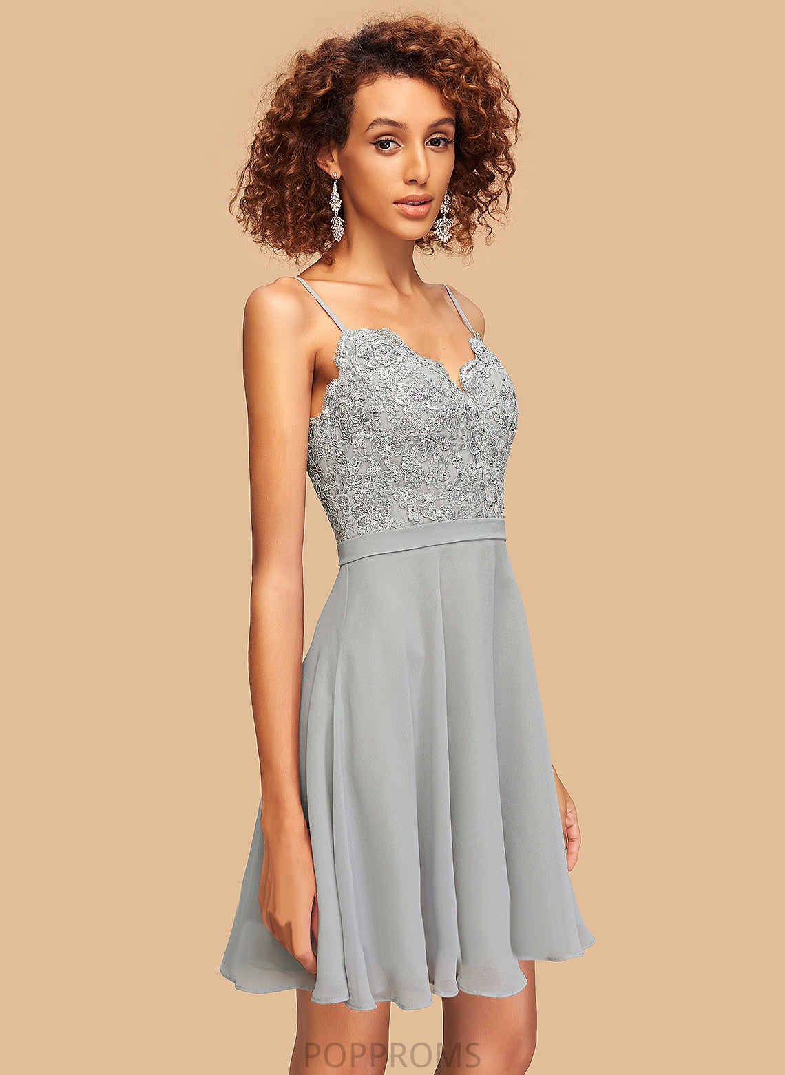 Homecoming V-neck Chiffon With Beading Dress A-Line Lace Diya Homecoming Dresses Short/Mini