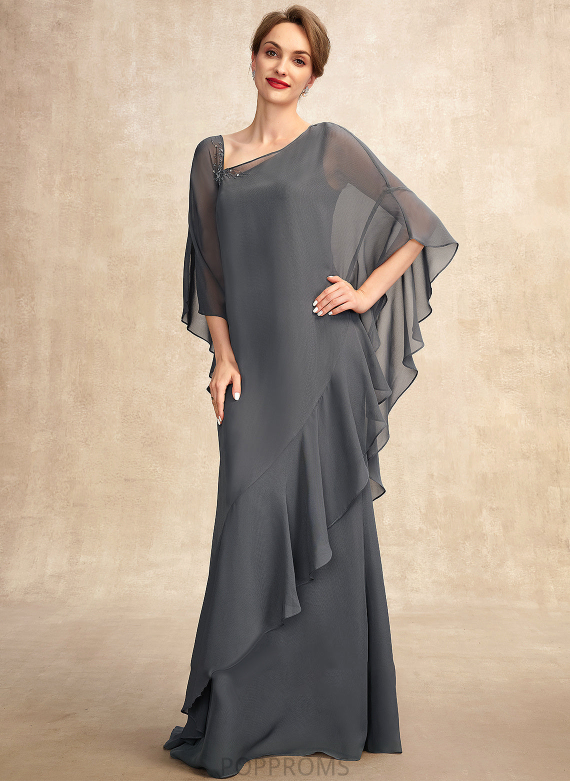 Chiffon Bride Sheath/Column Mother Tatiana Dress Floor-Length the of One-Shoulder Mother of the Bride Dresses