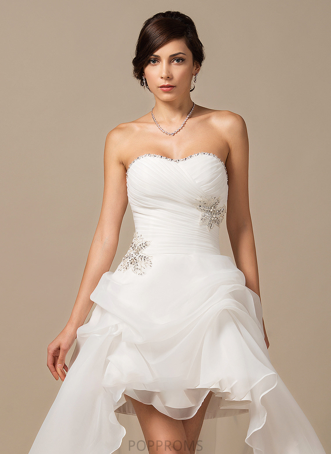 Wedding Dresses Mercedes Ruffle Asymmetrical With Sweetheart Wedding A-Line Organza Beading Dress Sequins