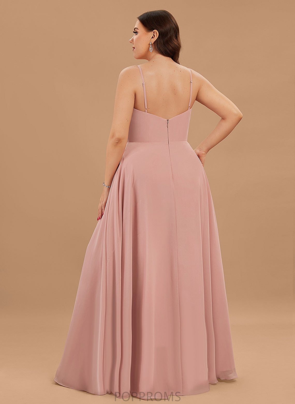 A-Line Skylar V-neck Floor-Length Chiffon Prom Dresses With Pleated