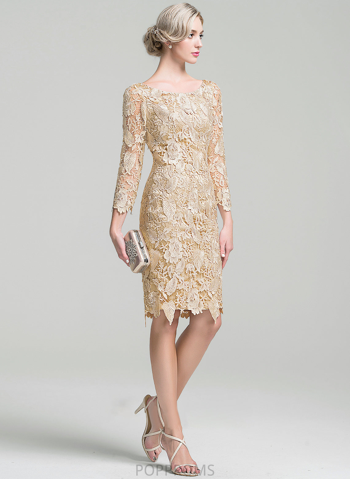 Dress the Knee-Length Mother Bride of Scoop Zaniyah Lace Mother of the Bride Dresses Sheath/Column Neck