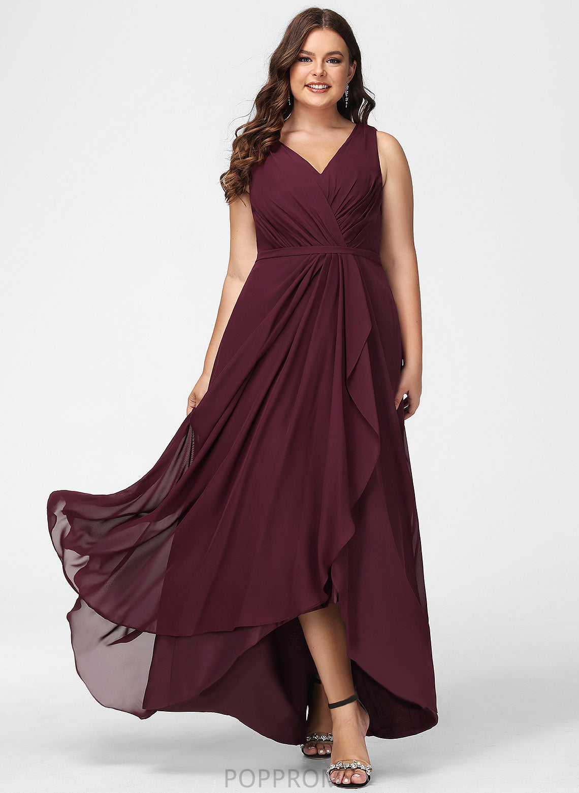 Embellishment V-neck Neckline SplitFront Fabric Silhouette Length A-Line Asymmetrical Karsyn A-Line/Princess Floor Length Bridesmaid Dresses