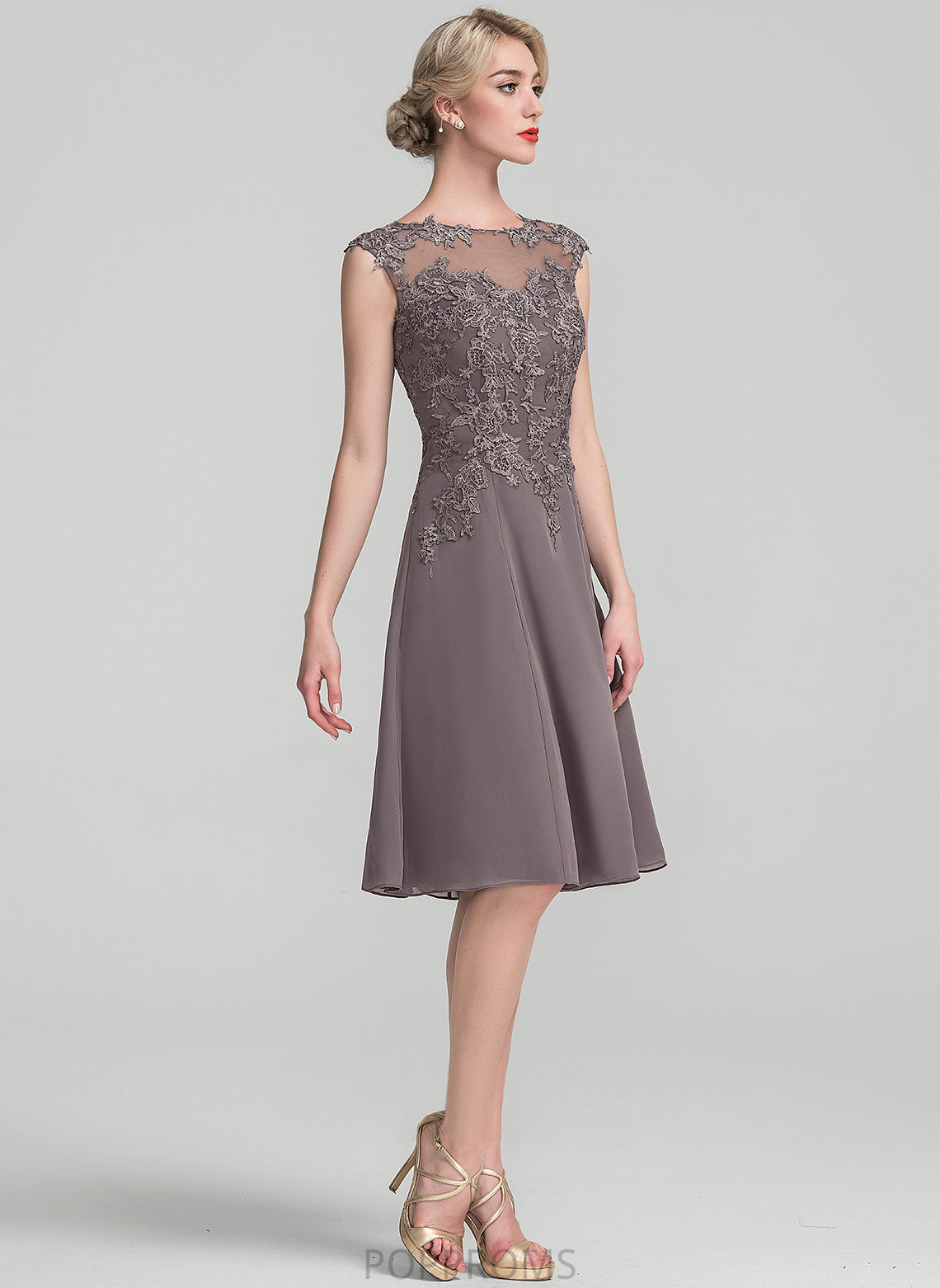 A-Line Knee-Length Dress Mother Bride Mother of the Bride Dresses the of Chiffon Mollie Neck Scoop Lace