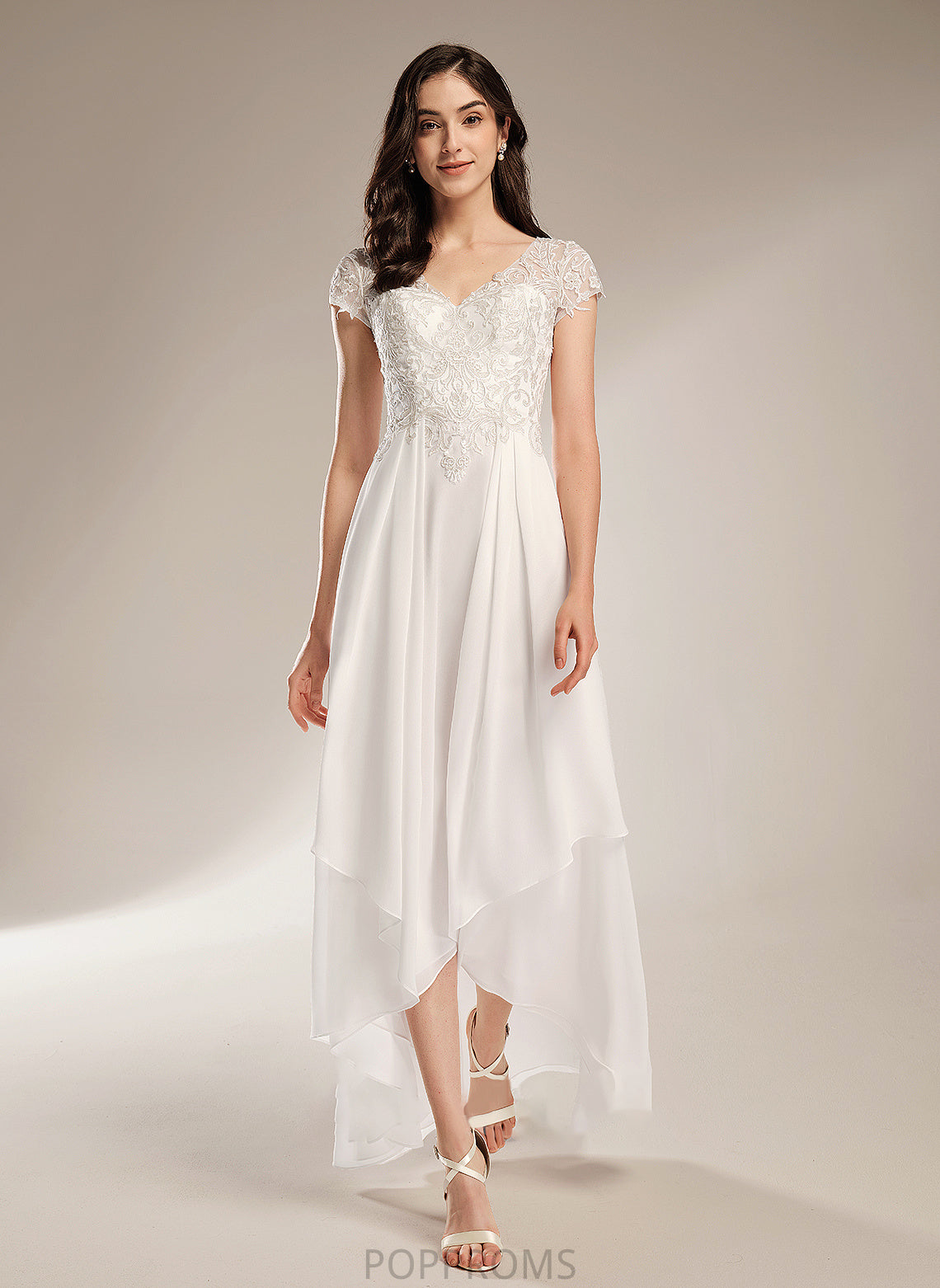 Wedding Asymmetrical Lace Wedding Dresses With Dress A-Line V-neck Yaritza