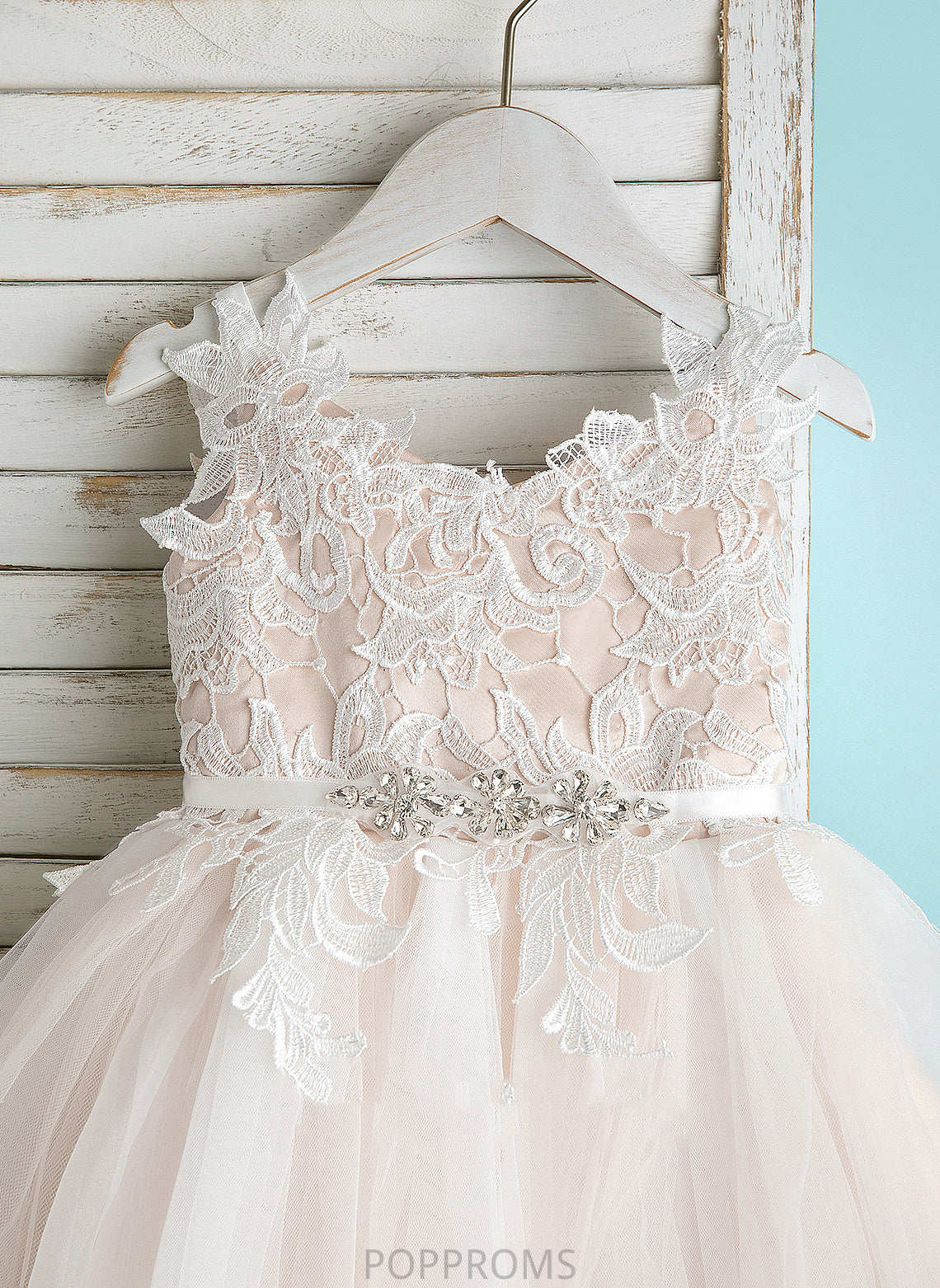 V-neck/Straps A-Line Tulle/Lace Dress Flower Girl Dresses Girl Flower Monique Knee-length Sleeveless -