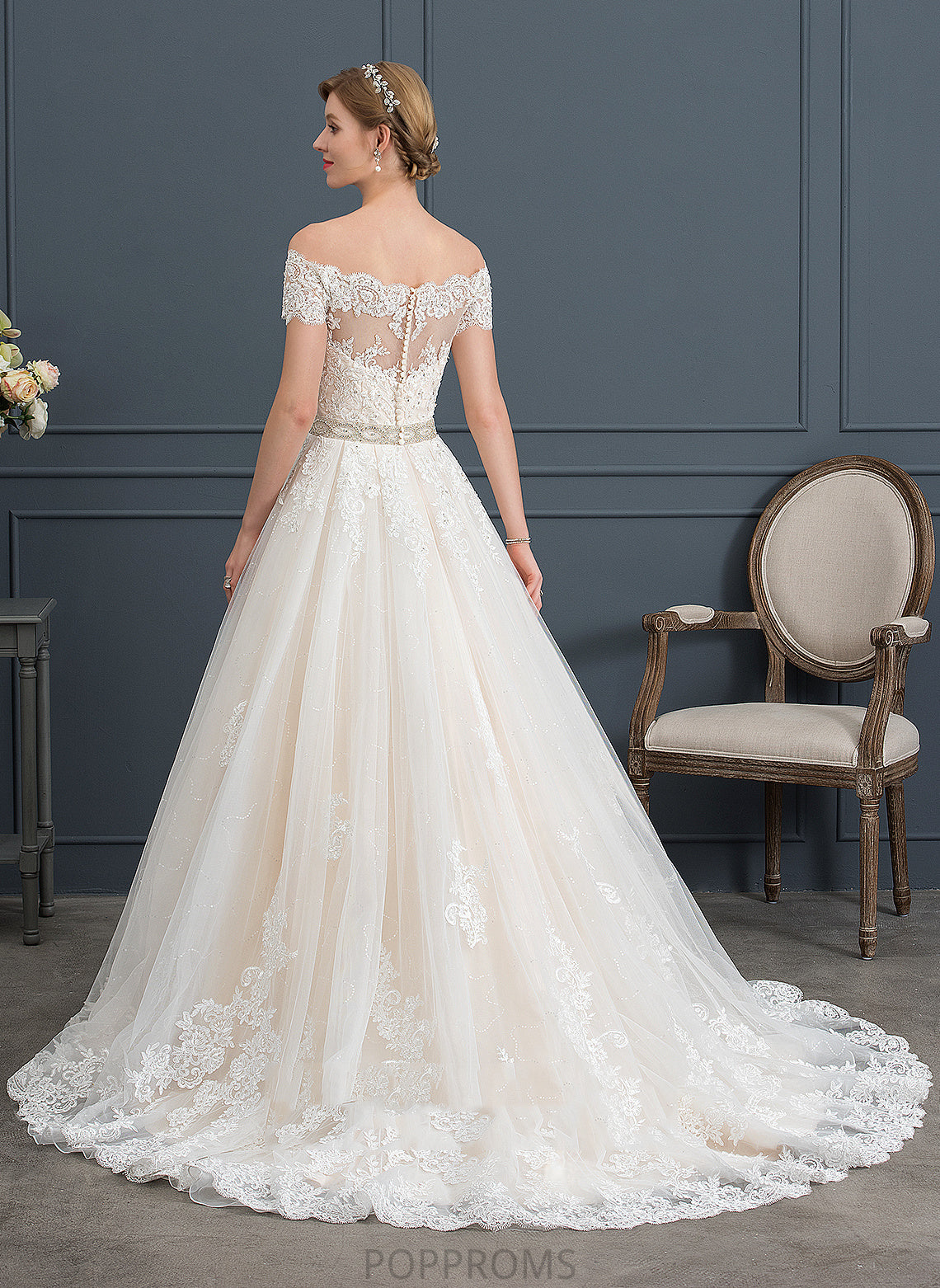 Wedding Dresses Court Tulle Beading Off-the-Shoulder Ball-Gown/Princess Sequins With Dress Train Wedding Terri Lace