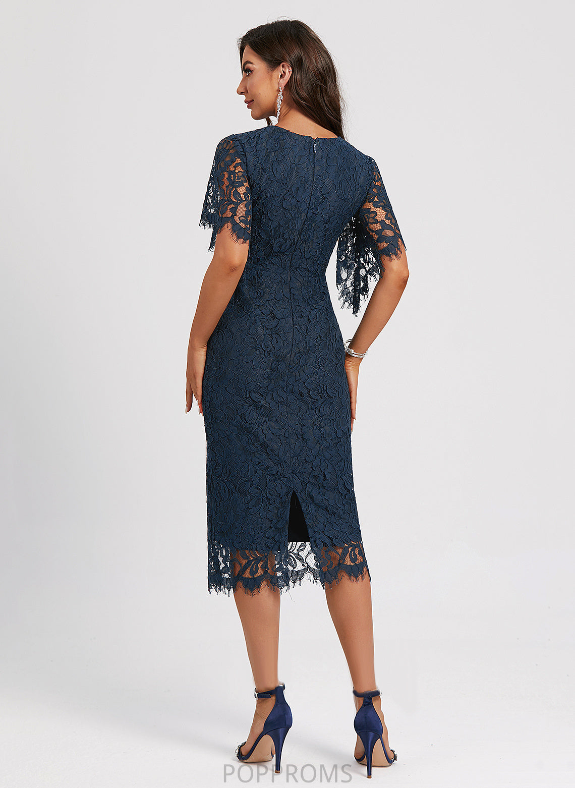 Lace Neck Clarissa Sheath/Column Scoop Dress Knee-Length Cocktail Cocktail Dresses