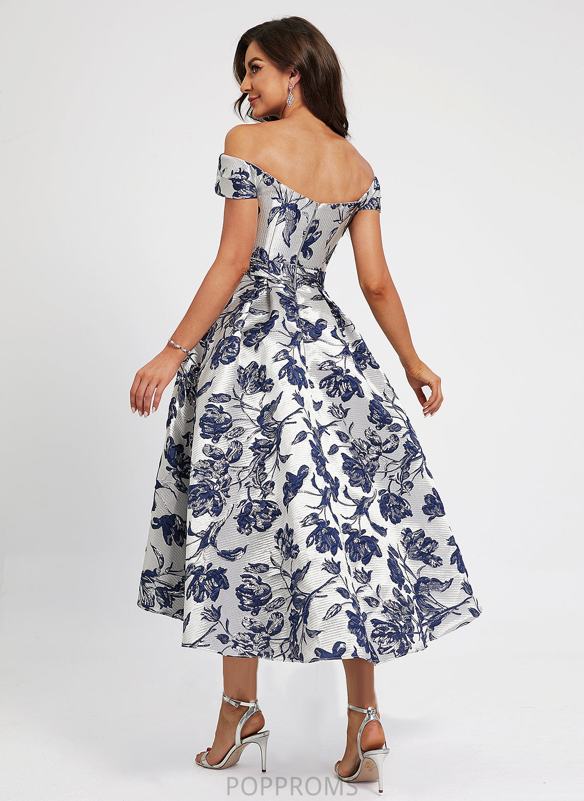 Asymmetrical Satin With Dress A-Line Flower(s) Off-the-Shoulder Lilah Cocktail Cocktail Dresses