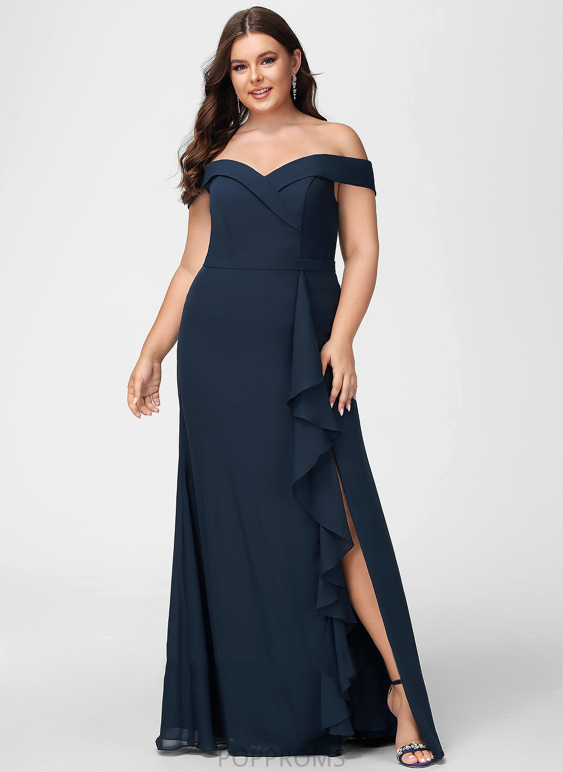 Floor-Length Silhouette Embellishment Length Off-the-Shoulder A-Line Ruffle Neckline Fabric Stephany Floor Length A-Line/Princess Bridesmaid Dresses