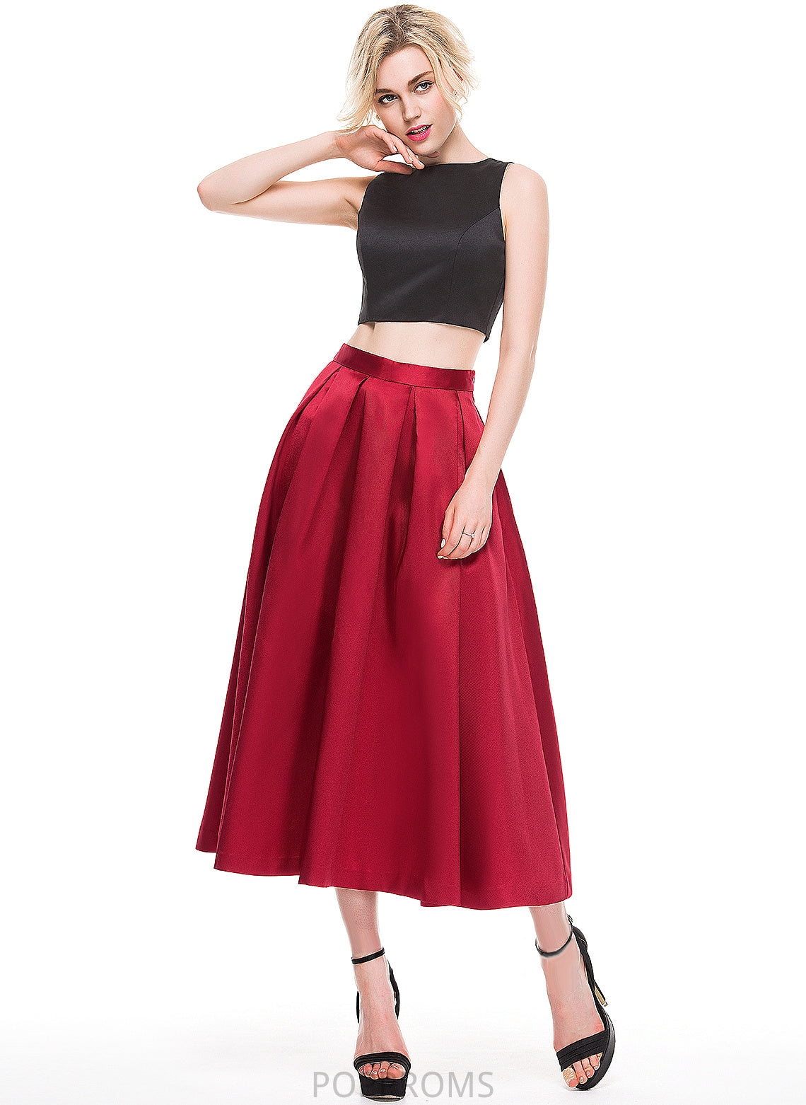 Cocktail Satin A-Line/Princess Tea-Length Maleah Cocktail Dresses Skirt