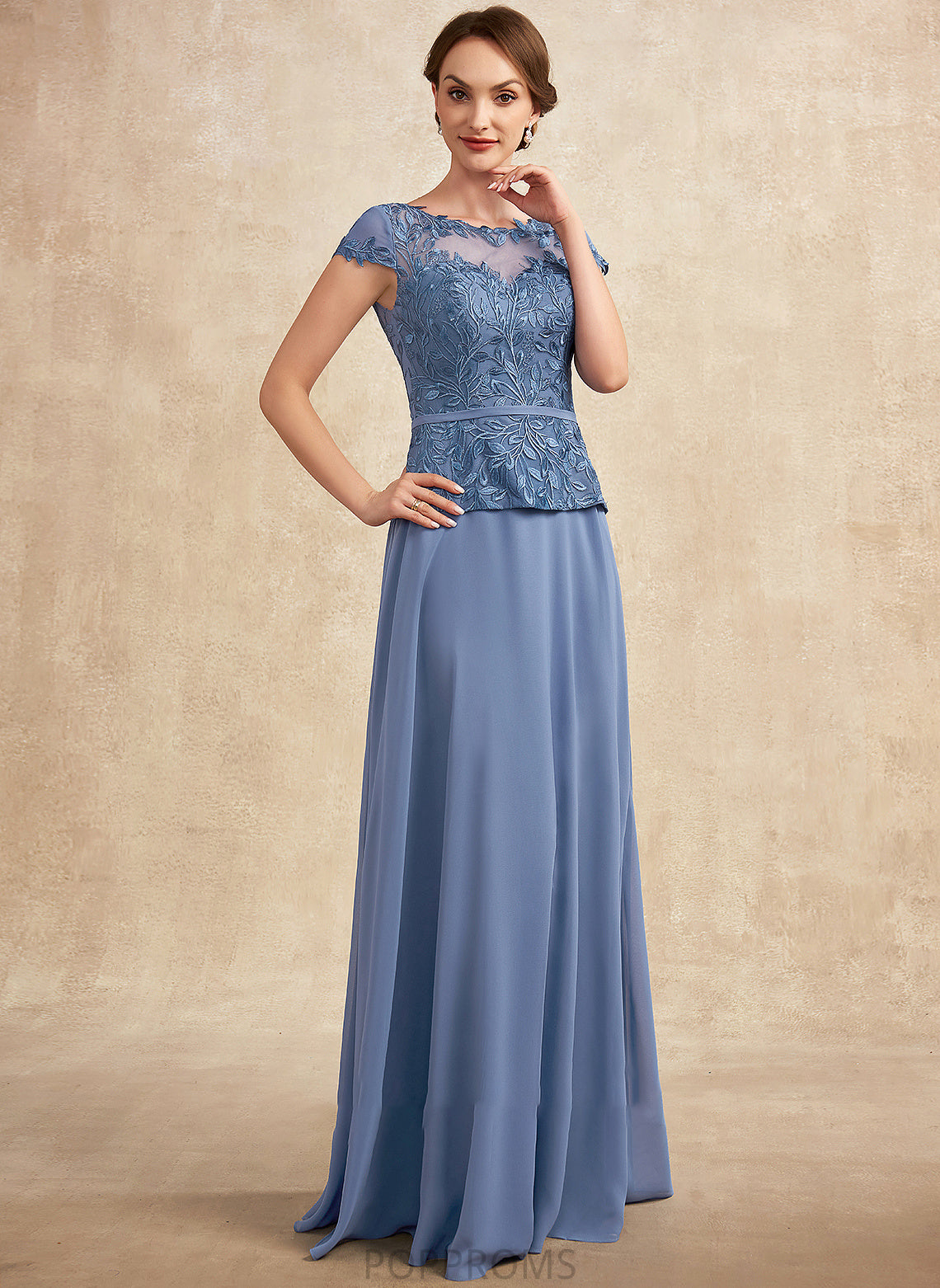 Kennedy Lace of Mother Mother of the Bride Dresses the Neck Bride Chiffon Scoop Dress A-Line Floor-Length