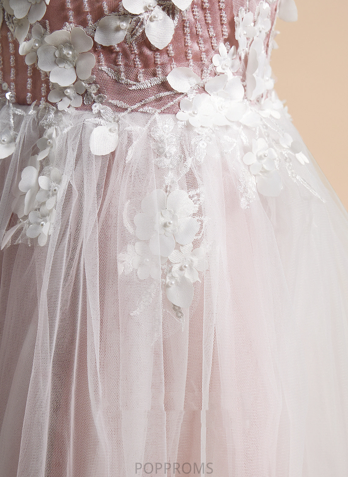 Flower Scoop Tulle Lace/Beading/Flower(s) A-Line Harper - Flower Girl Dresses Girl Sleeveless With Tea-length Dress Neck