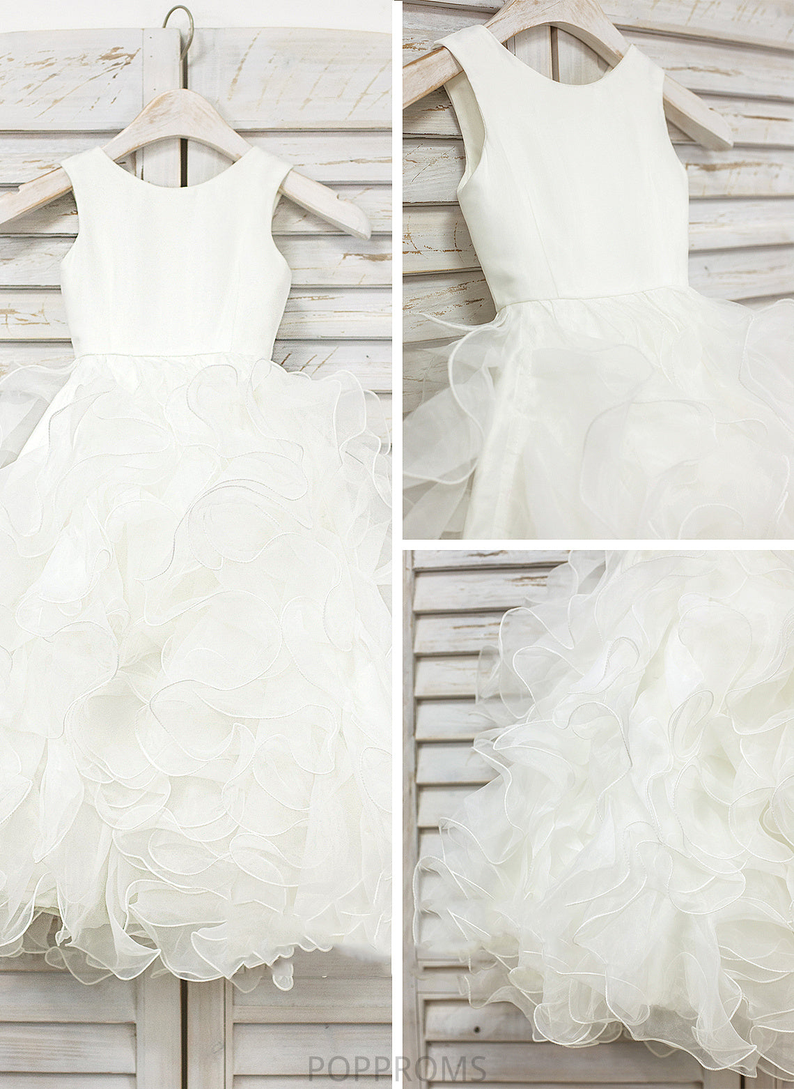 Ruffles - Dress Floor-length Neck Organza With Ball Gown Flower Girl Dresses Girl Scoop Sleeveless Jordin Flower