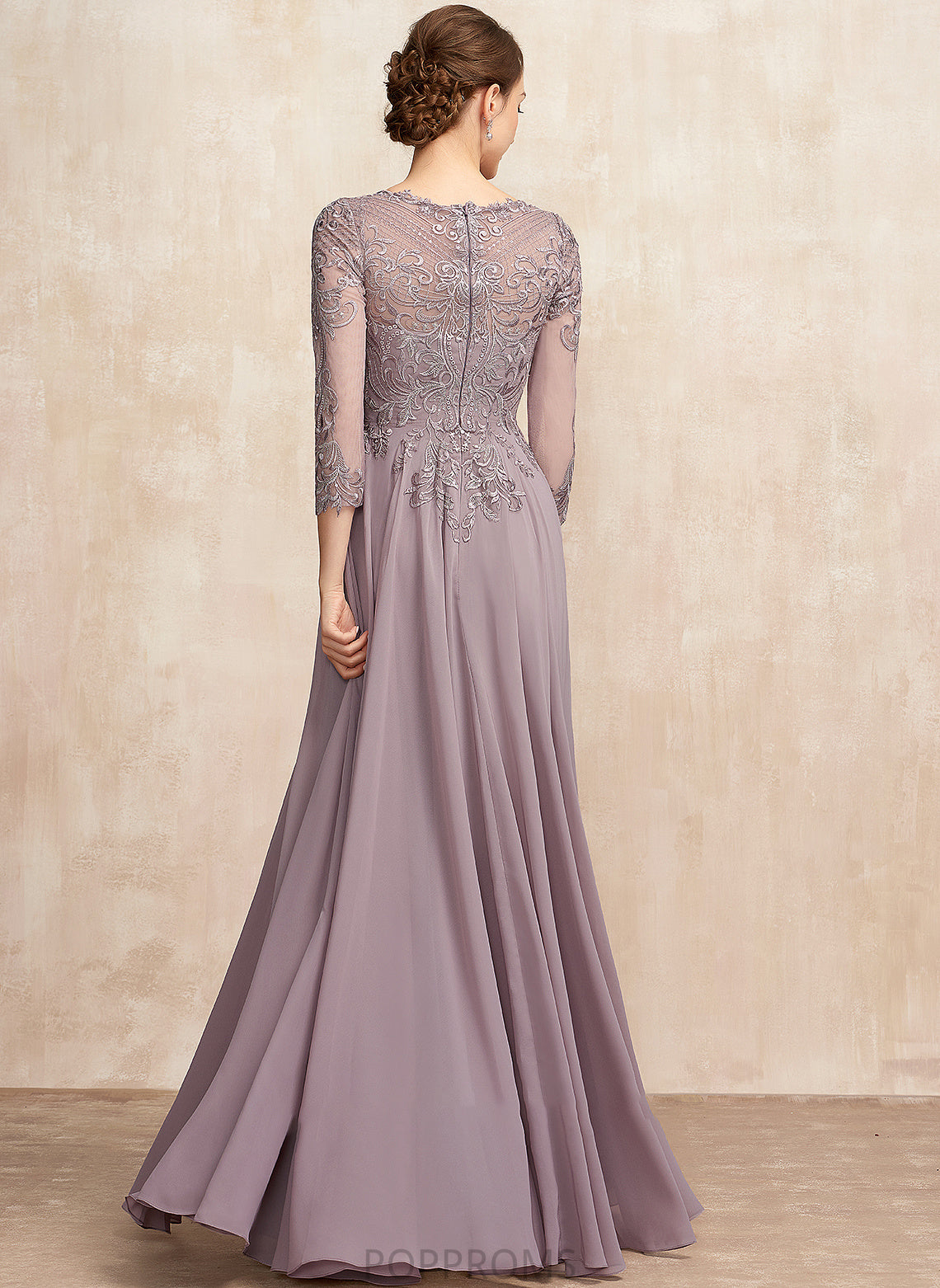 Neck Lena Chiffon Mother of the Bride Dresses Mother A-Line Scoop Sequins Dress With Floor-Length Lace of the Bride