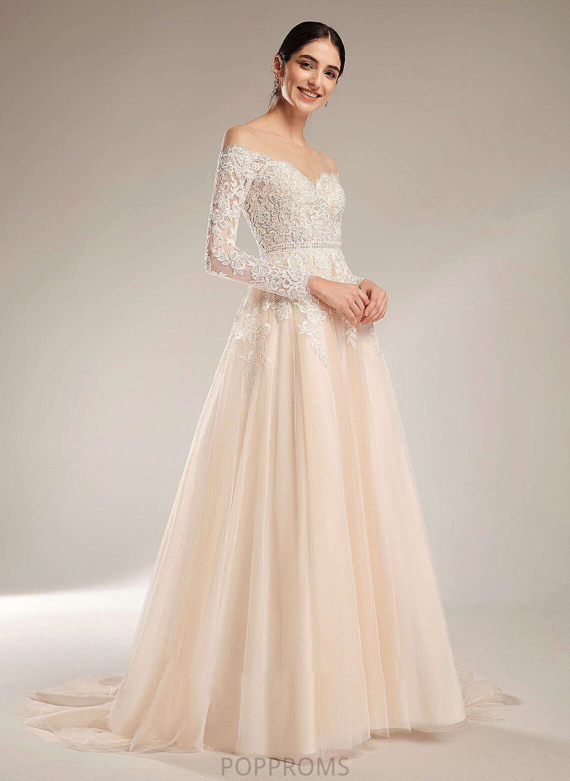 Wedding Dresses With Dress Wedding Illusion Sequins Ball-Gown/Princess Dayanara Train Chapel