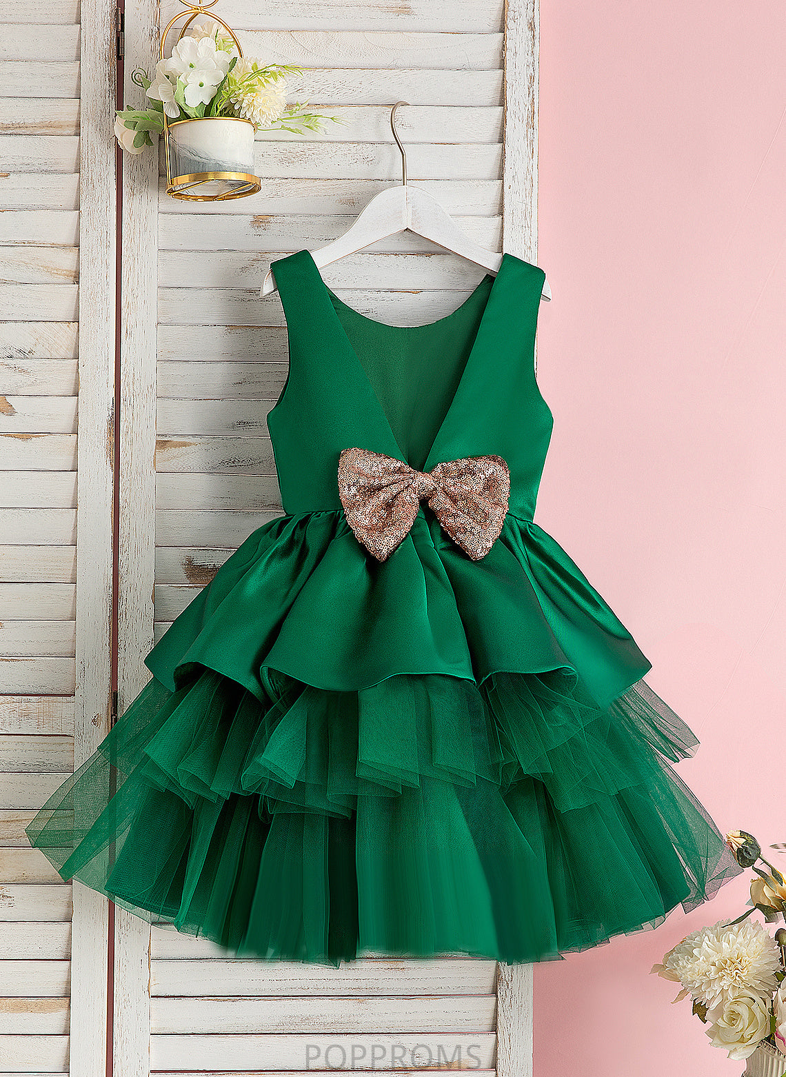 Scoop With Tulle Dress Ball-Gown/Princess Flower - Mckayla Flower Girl Dresses Girl Bow(s) Knee-length Neck Sleeveless