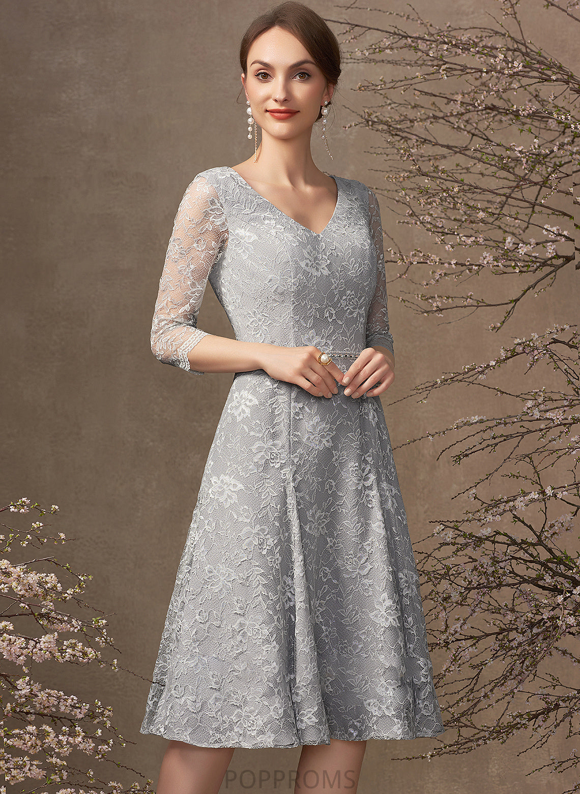 Lace Ursula the of Sequins With Beading V-neck Knee-Length Bride Dress A-Line Mother of the Bride Dresses Mother