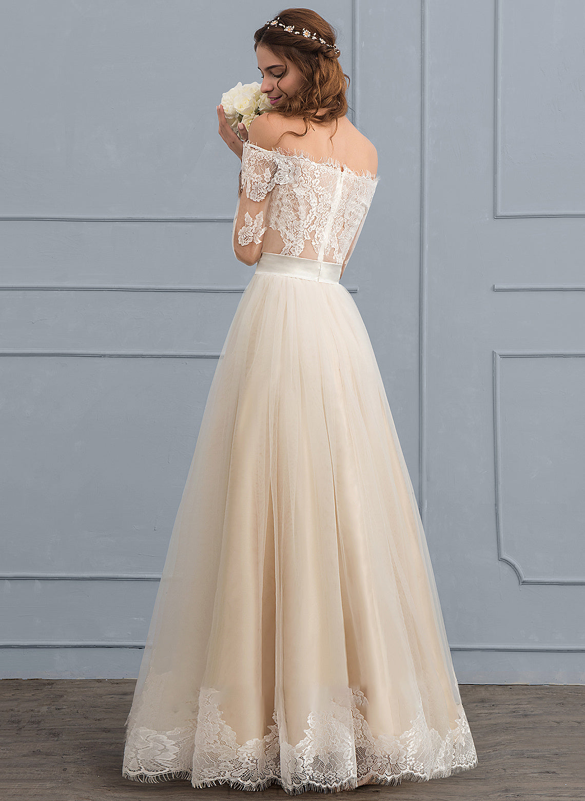 A-Line Floor-Length Dress Lace Tulle Wedding Wedding Dresses Arianna