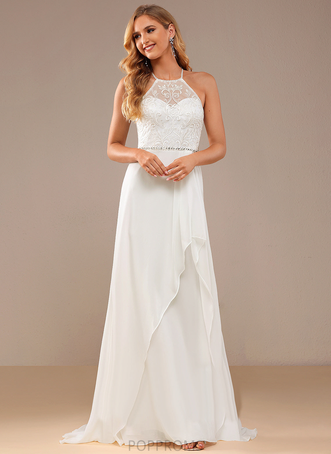 Train Sally Beading With Dress Lace Lace A-Line Neck Sequins Wedding Dresses Sweep Chiffon Wedding High