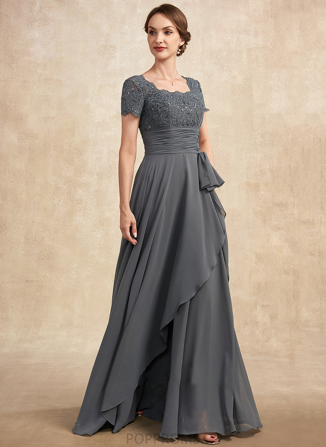 Mother of Floor-Length Chiffon Lace Bride With Jaylen Dress A-Line Ruffle Sequins Mother of the Bride Dresses Neckline Square the