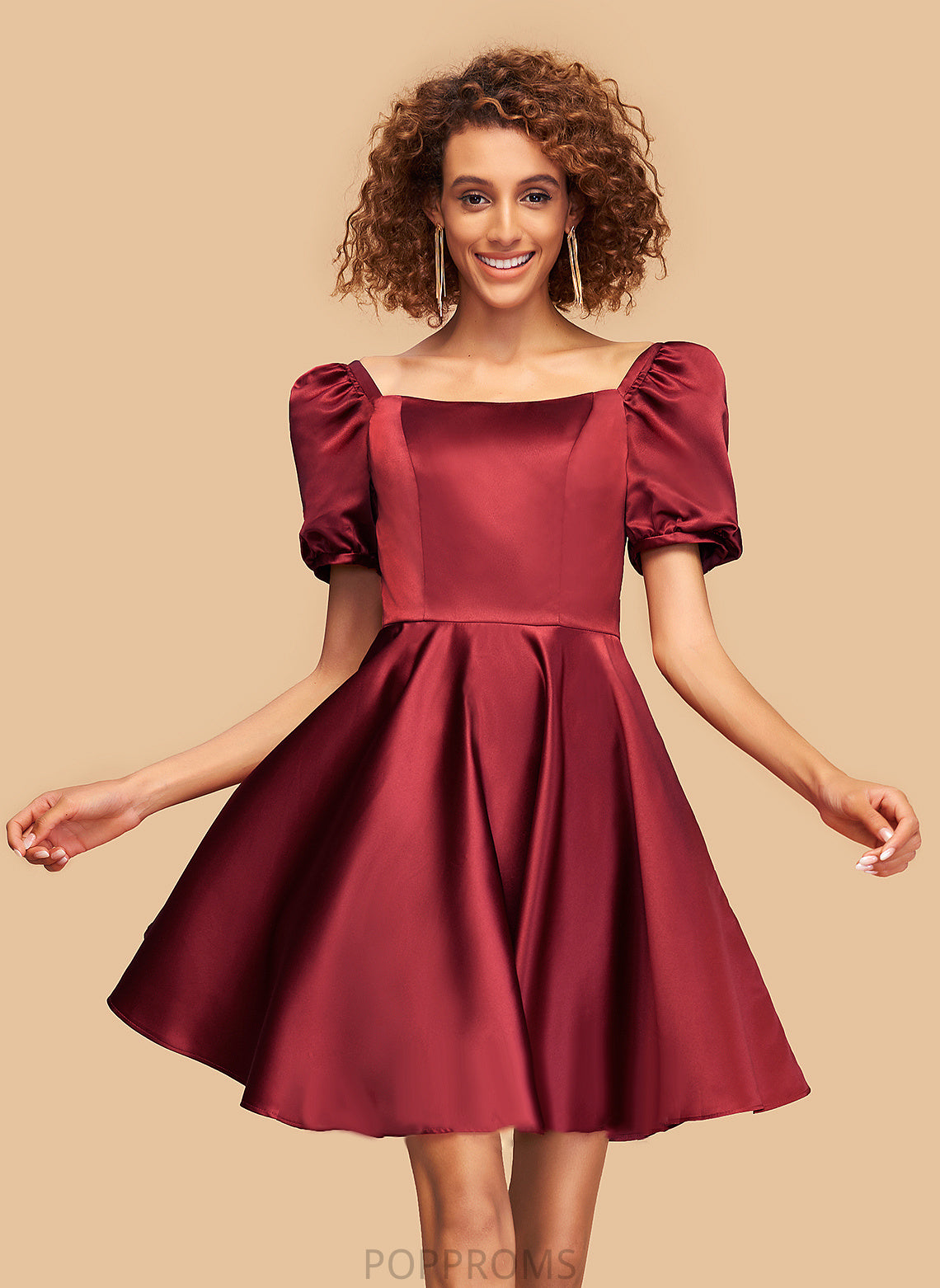 Satin Neckline Square Dress Homecoming Dresses A-Line Livia Homecoming Short/Mini