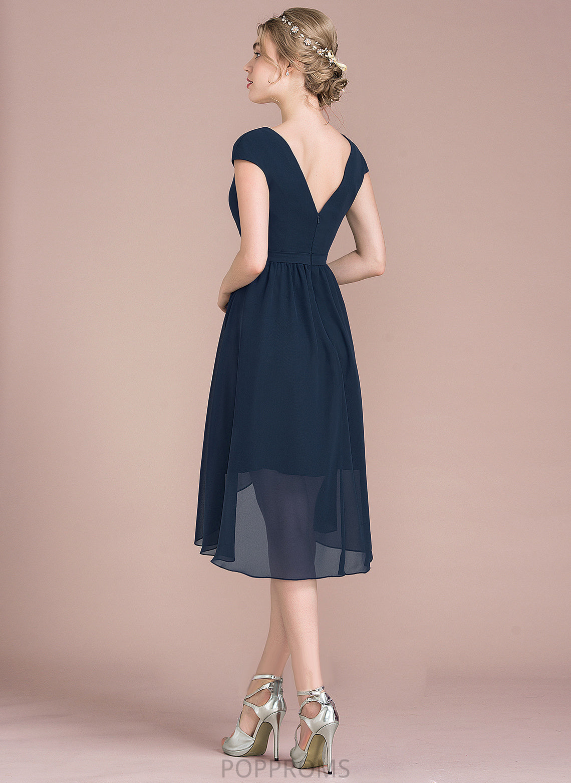 Cocktail A-Line V-neck Dress Asymmetrical Cocktail Dresses Chiffon Alexa