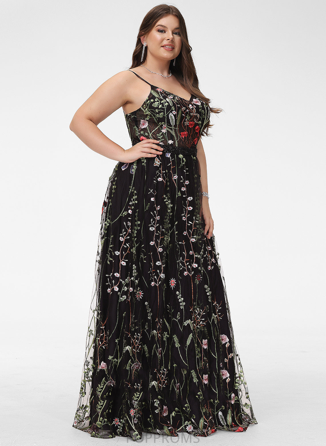 V-neck Prom Dresses With Beading Lace Floor-Length A-Line Lilah