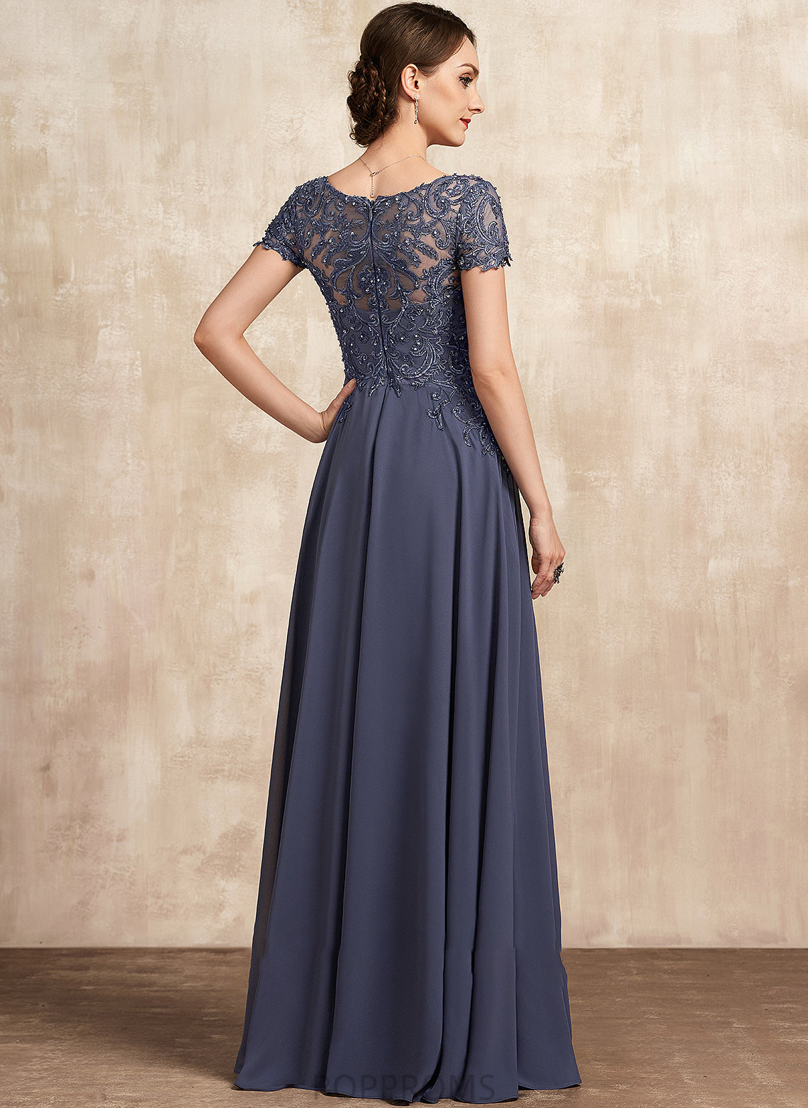 V-neck Lace Aurora Dress Mother of the Bride Dresses A-Line the Mother Beading Floor-Length of With Bride Sequins Chiffon